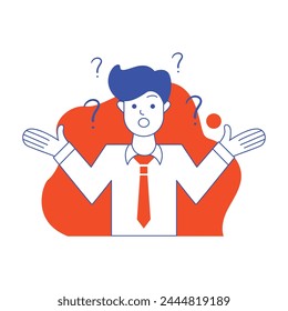 flat illustration of employee asking, for digital industrial design purposes. white background