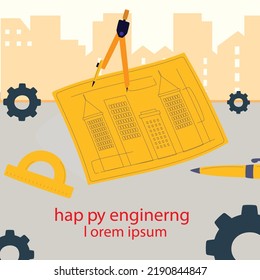 Flaches Illustrationsmaterial für Ingenieurtagsfeiern