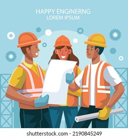 Ilustración plana para la celebración del día de los ingenieros