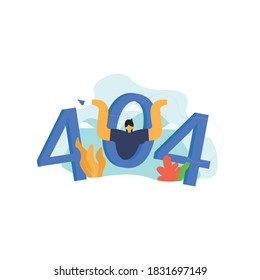 flat illustration error page, 404 for landing page for your website