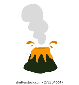 Flache Illustration eines ausbrechenden Vulkans, geeignet für Natur, Geologie, Katastrophen, Wissenschaft, Erde und dramatische Landschaftsdesign-Themen