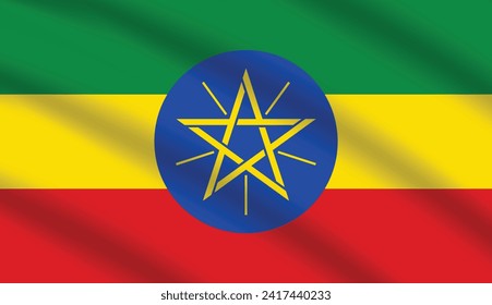 Flat Illustration of Ethiopia flag. Ethiopia national flag design. Ethiopia Wave flag.
