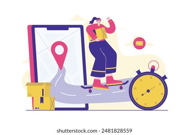 Ilustración plana Express Courier Delivery Service