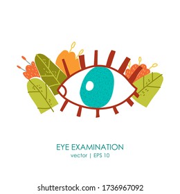 Flat illustration of eye isolated on white background. Ophthalmologist concept. A clinic's vision correction logo. Medical clinic website. Vector.