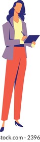 Flat Illustration of Faceless Businesswoman Character Taking Notes
