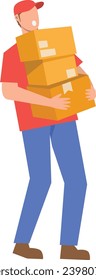 Flat Illustration of Faceless Courier Character. Vector Design