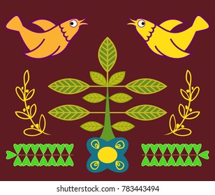 Flat illustration. Fairy-tale forest in the summer.