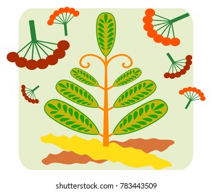 Flat illustration. Fairy-tale forest in the summer.
