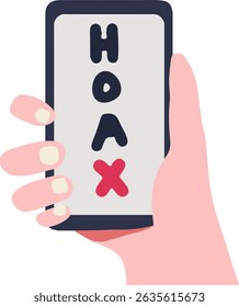 Flat Illustration of Fake News Concept on a Smartphone