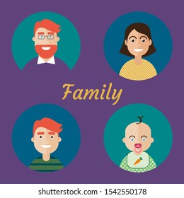 Flat illustration with a family of four