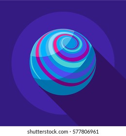 Flat illustration of far away planet vector icon for web