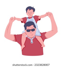 Flat illustration of father playing 