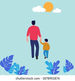 flat illustration of father and son