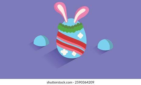 flat illustration featuring a collection of colorful Easter eggs, adorned with various patterns and designs