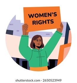 A flat illustration of female character doing protest for women rights