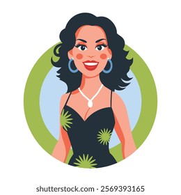 A flat illustration of female cuban singer 