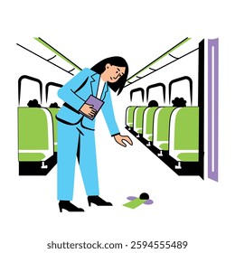 A flat illustration of female detective doing crime investigation 

