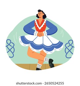 Uma ilustração plana de dançarina irlandesa
