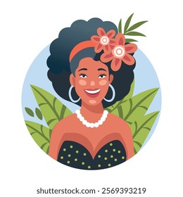 A flat illustration of female salsa dancer 