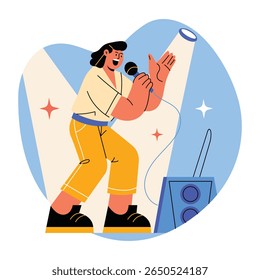 Uma ilustração plana de cantora