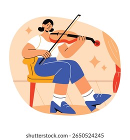 Uma ilustração plana de violinista feminino