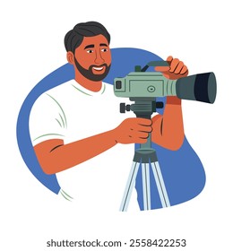A flat illustration of a filmmaker 

