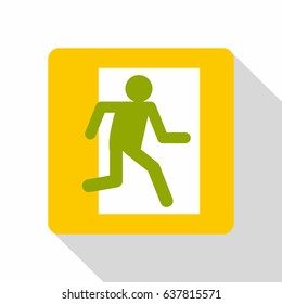 Flat illustration of fire exit sign vector icon for web