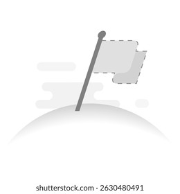 Flat illustration of a flag silhouette representing an empty page with no items marked or flagged. Minimal flat design for UI UX, empty state, bookmark, or notification placeholder concept