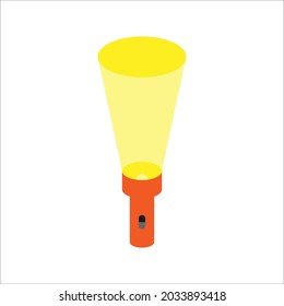 Flat illustration of flashlight or torch vector design on white background. color editable eps 10
