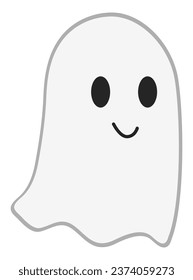 Flat illustration of flying ghost spirit boo isolated on white background.