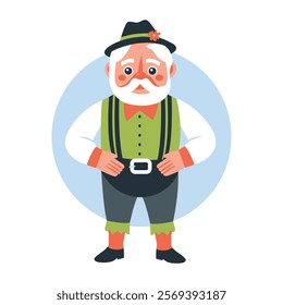 A flat illustration of folklore grandpa character 