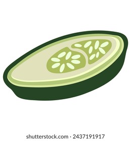 flat illustration of food icon, fresh cucumber slices as a complement to food, creative drawing 