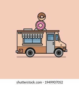 Flat illustration food truck. Modern design concept