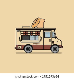 Flat illustration food truck. Modern design concept