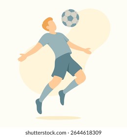 Flat Illustration Football Player Heading Ball Sport Game Competition
