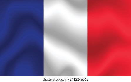 Flat Illustration of France National flag. France flag design. France Wave flag.
