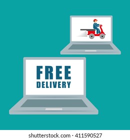 Flat illustration of free delivery design , editable vector