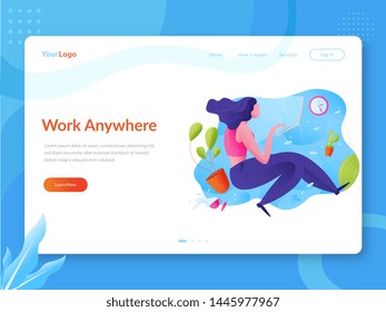 Flat illustration. Freelancer work from home making Digital graphics for web development  and prototyping apps. Flat design graphic hero image concept, website elements layout.