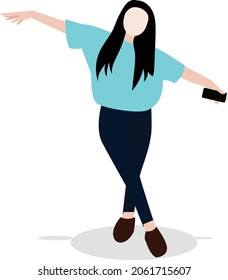 flat illustration of a freestyle girl silhouette. can be used for digital and print needs