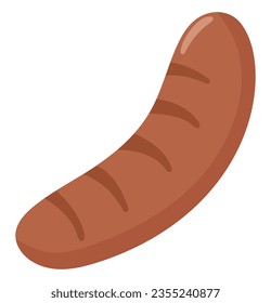 Flat illustration of fried sausage isolated on white background.
