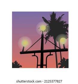flat illustration of garden lights in the afternoon in kupang park