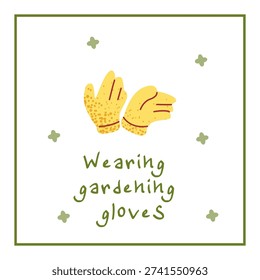 Flat illustration of gardening gloves. Protective handwear concept representing safety and preparation for plant care and outdoor work.