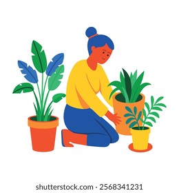 A flat illustration of gardening hobby