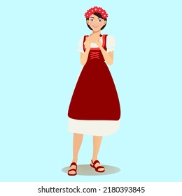 Flat Illustration German Girl Traditional Costume Stock Vector (Royalty ...