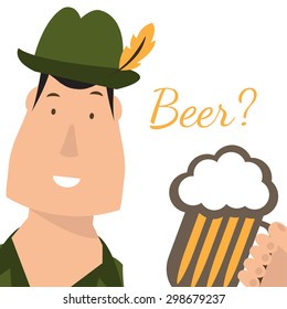 Flat illustration of german men with beer. Vector