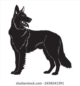 Flat illustration of German Shepherd dog silhouette