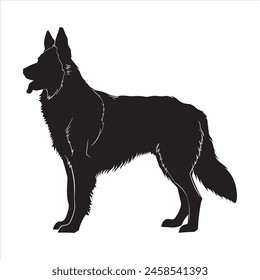 Flat illustration of German Shepherd dog silhouette