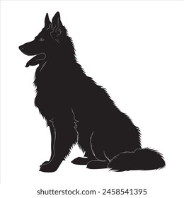 Flat illustration of German Shepherd dog silhouette