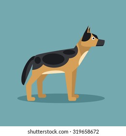 The flat illustration German Shepherd for your design