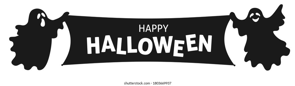Flat illustration with ghosts on white background for banner design. Abstract vector illustration.